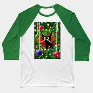 The Cat and the Christmas Tree Baseball T-Shirt